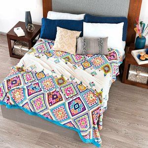 Vianney Multicolor Bohemian Print Blanket, King